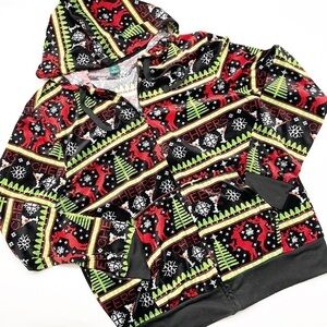 Kohl's Christmas print velour zip up jacket